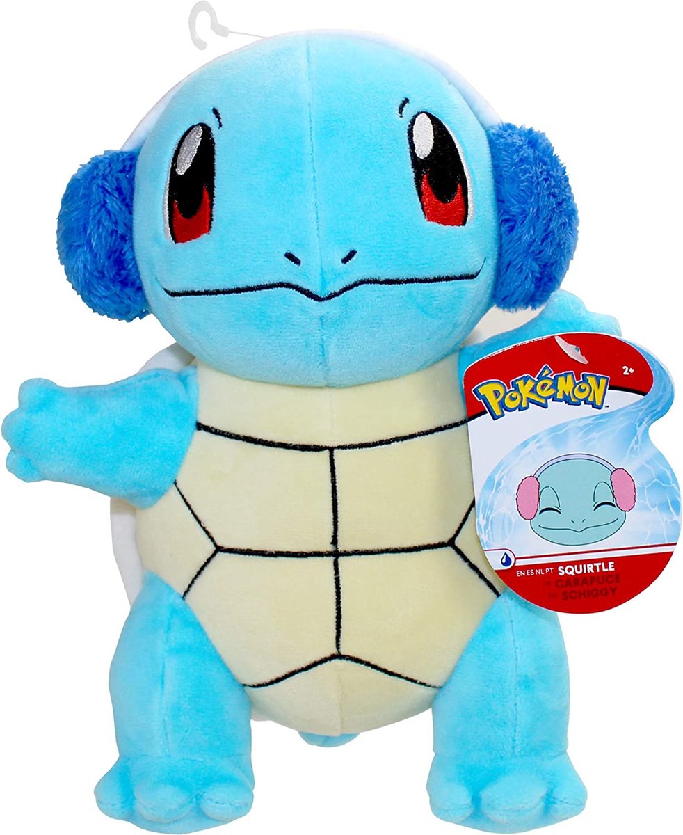 Squirtle met Oorwarmers – Pokémon Limited Edition Pluche Knuffel 21 cm {Pokemon Plush Toy | Speelgoed Knuffeldier Knuffelpop voor kinderen jongens meisjes | Charizard, Bulbasaur, Charmander, Squirtle, Pikachu, Eevee}